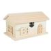 Multifunctional Pine Storage Box House-shaped Wooden Box Creative Piggy Bank Desktop Jewelry Box(Wood Color)