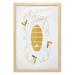 Honeycomb Wall Art with Frame Hive Design with Dashed Lines and Bees and Honey Lettering in Cursive Printed Fabric Poster for Bathroom Living Room 23 x 35 Earth Yellow and White by Ambesonne