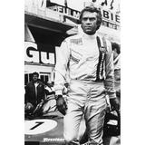 Steve McQueen iconic posing by race car wearing Heuer Monaco watch Le Mans 24x36 Poster