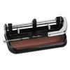 SwinglineÂ® 40-Sheet Heavy-Duty Lever Action 2-to-7-Hole Punch 11/32 Hole Black/Woodgrain