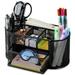 Mesh Desk Organizer with Drawer 8 Compartments Black