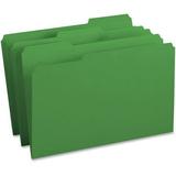 Business Source 1/3 Tab Cut Legal Recycled Top Tab File Folder - 8 1/2 x 14 - Top Tab Location - Assorted Position Tab Position - Stock - Green - 10% Recycled - 100 / Box | Bundle of 10 Boxes