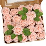 Luxtrada Foam Fake Roses Artificial Rose Flowers for DIY Wedding Party Home Decorations Pink 25PCS