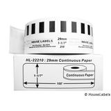 1 Roll; continuous Paper Labels HouseLabels Compatible with Brother DK-2210 Continuous Paper Labels (1-1/7 x 100 ; 29mm*30.48m) -- BPA Free!