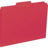 Business Source 1/3 Tab Cut Letter Recycled Top Tab File Folder - 8 1/2 x 11 - Top Tab Location - Assorted Position Tab Position - Red - 10% Recycled - 100 / Box | Bundle of 5