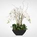 Jenny Silks Real Touch White Phalaenopsis Orchids in a Black Metal Zinc Pot