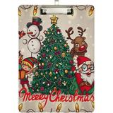 FMSHPON Christmas Xmas Elf Santa Reindeer Snowman Clipboard Hardboard Wood Nursing Clip Board and Pull for Standard A4 Letter 13x9 inches