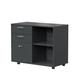 Wooden Home Office Pulley Movable File Cabinets with Password Lock File Cabinet with Open Storage Shelves and Two Drawers Low cabinet with 5 Universal Wheels Easy to Assemble Dark Gray