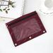 3 Ring Zipper Pencil Pouch 2PCS Colorful Fabric Pencil Case Sturdy and Durable Binder Pouch with Clear Window Suitable for Office Workers/Students(Wine Red)
