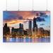 Chicago Skyline at Dusk Photography A-90303 (36x54 Giclee Gallery Print Wall Decor Travel Poster)