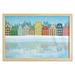 Winter Wall Art with Frame Christmas Season Themed Snowy Digital Art Multicolored Houses and Reflection on Sea Printed Fabric Poster for Bathroom Living Room 35 x 23 Multicolor by Ambesonne