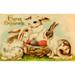 Easter Card with Bunnies Eggs & Basket Poster Print (24 x 36)