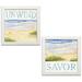 Lovely Watercolor-Style Savor and Unwind Beach Shore Set by Tara Reed; Coastal DÃ©cor; Two 12x12in White Framed Prints