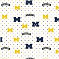 University of Michigan Wolverines Cotton Fabric with White Polka Dot Print and Matching Solid Cotton Fabrics