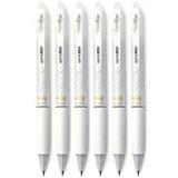 Pilot FriXion Ball Clicker Erasable Gel Ink Retractable Pen Extra Fine Point 0.5mm White Barrel Black Ink 6 Count
