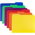 NOGIS 10 Pack Plastic Colored File Folders Heavy Duty File Folders with Writable and Erasable 1/3-Cut Tab 6 Assorted Colors File Folders with Sticky Labels Letter Size