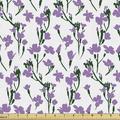 Garden Fabric by the Yard Wildflowers Rural Blossoms Beauty of Shabby Petals Fragrance Motif Print Decorative Upholstery Fabric for Sofas and Home Accents Violet and Dark Green by Ambesonne