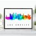 Pera Print Los Angeles Skyline California Poster Los Angeles Cityscape Painting Unframed Poster Los Angeles California Poster California Home Office Wall Decor - 27x40 Inches