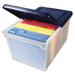 File Tote Storage Box with Lid Letter Plastic Clear-Navy