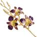 Fashion Lacquer Dipped Gold Trimmed Purple/Yellow Dendrobium Orchid Stem Made In Thailand gm8323