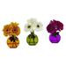 Nearly Natural Gerber Daisy Silk Flower with Glass Vase - Set of 3