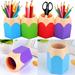 Creative Makeup Brush Holder Pen Vase Pencil Pot Tidy Stationery Desk Container Red Plastic
