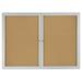 48x36 Enclosed Bulletin Board for Wall Mount with 2 Locking Swing-open Doors 4 x 3 Framed Cork Board Includes Wall Bracket Silver Aluminum with Natural Cork Backing (BBSWNG43SV)