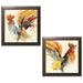 Gango Home Decor Contemporary Festive Rooster I & Festive Rooster II by Albena Hristova (Ready to Hang); Two 12x12in Brown Framed Prints
