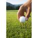 Golfer sets up a ball on the tee of a golf course on a summer evening; Whistler British Columbia Canada Poster Print (24 x 36)