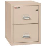 FireKing 25 Two-Drawer Vertical Fire Resistant File Cabinet Letter Size 25 Depth 1-Hour Fire Resistant Impact Rated Cabinet With Heavy-Duty Keylock Champagne