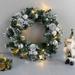 15.7inch Merry Christmas Wreath Decor with LED Light String Artificial for Xmas Festival Home Door Wall Window Hanging Decoration(Silver)