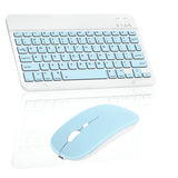 Rechargeable Bluetooth Keyboard and Mouse Combo Ultra Slim Full-Size Keyboard and Ergonomic Mouse for SONYERICSSON Phones and All Bluetooth Enabled Mac/Tablet/iPad/PC/Laptop - Sky Blue