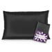 Mulberry Park - 19 Momme Silk Pillowcase - Prevents Bed Head Tames Frizz Moisturizes Skin Minimizes Sleep Lines and Helps with Wrinkles - Highest Grade 6A Pure Mulberry Silk - 1pc Black Standard