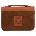Christian Art Gifts Classic Faux Leather Bible Cover for Men & Women: Stand Firm in the Faith - 1 Corinthians 16:13 Inspirational Bible Verse for Book Storage Travel Church Two-tone Brown Medium