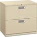 HON Brigade 600 Series 2-Drawer Lateral 30 x 18 x 28 - 2 x Drawer(s) for File - A4 Legal Letter - Lateral - Interlocking Leveling Glide Ball-Bearing Suspension Durable Recessed Handle Label