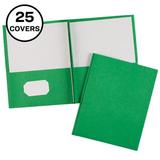 Two Pocket Folders with 3 Prong Fasteners 25 Green Folders (47977)