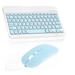 Rechargeable Bluetooth Keyboard and Mouse Combo Ultra Slim Full-Size Keyboard and Ergonomic Mouse for Samsung Galaxy Tab A8 10.5 (2021) and All Bluetooth Enabled Mac/Tablet/iPad/PC/Laptop - Sky Blue