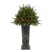 Nearly Natural 4ft. Holiday Artificial Christmas Plant Pre-Lit and Glittered on Pedestal with 150 Multicolored LED lights