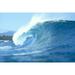 Side View Of Large Wave With Curl Breaks Toward Shoreline Spray Off Tips C1756 Poster Print (38 x 24)