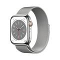 Apple Watch Series 8 GPS + Cellular 45mm Silver Stainless Steel Case with Silver Milanese Loop. Fitness Tracker Blood Oxygen & ECG Apps Always-On Retina Display
