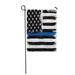 SIDONKU American Flag Thin Blue Line Aged Monochrome Gamut Black Garden Flag Decorative Flag House Banner 12x18 inch