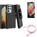 Pink 10ft Long Cable & Case Belt Clip & Matte Screen Protector for Samsung Galaxy S21 Ultra Phone - USB-C to Type-C PD Fast Charger & Holster Swivel & TPU Film Anti-Glare Accessory Bundle
