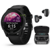 Garmin Forerunner 255 Music GPS Running Smartwatch Advanced Insights Long-Lasting Battery Black with Wearable4U Black EarBuds Bundle