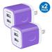 Charger Block 2PACK USB Wall Charger Adapter AILKIN 2.1A Dual Port Fast Charging Station Plug Charger Blocks iPhone Wall Charger Purple