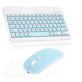 Rechargeable Bluetooth Keyboard and Mouse Combo Ultra Slim Full-Size Keyboard and Ergonomic Mouse for Samsung Galaxy Note Pro 12.2 3G and All Bluetooth Enabled Mac/Tablet/iPad/PC/Laptop - Sky Blue