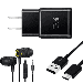 OEM EP-TA20JBEUGUS 15W Adaptive Fast Wall Charger for Samsung Galaxy A50s Includes Fast Charging 10FT USB Type C Charging Cable and 3.5mm Earphone with Mic â€“ 3 Items Bundle - Black