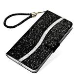 For Samsung Galaxy Note 10 Case Girly Bling Glitter Card/Credit Slot Wallet Case Magnetic Wrist Hand Strap Shockproof Flip Stand PU Leather Shell For Samsung Galaxy Note 10 Black