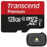 128GB Memory Card with Zipper Case (Not a phone case) - Transcend High Speed MicroSD Class 10 MicroSDXC Compatible for Alcatel Streak Flint Verso Dawn Apprise Insight 7 - Z3O