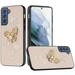 For Samsung Galaxy S22+ Plus Fashion 3D Diamond Bling Sparkly Glitter Ornaments Engraving Hybrid Armor Rugged Metal Design Cover Xpm Phone Case [ Gold Garden Butterflies ]