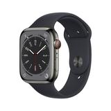 Apple Watch Series 8 GPS + Cellular 45mm Graphite Stainless Steel Case with Midnight Sport Band - S/M. Fitness Tracker Blood Oxygen & ECG Apps Always-On Retina Display